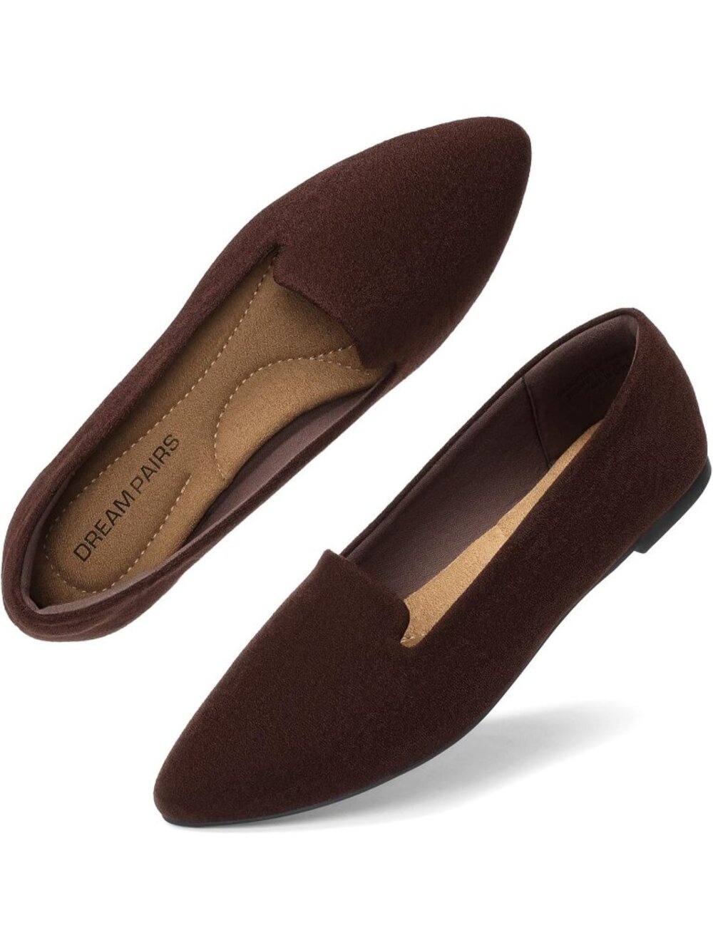 Women's Chocolate Brown Comfortable Pointed Toe Dressy Slip-On Loafer Flat Shoes